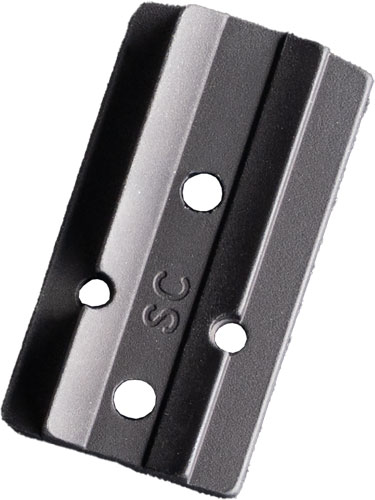 Black metal mounting bracket with four holes