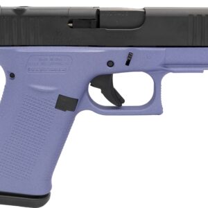 Purple and black semi-automatic handgun close-up