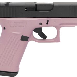 Pink and black semi-automatic handgun close-up