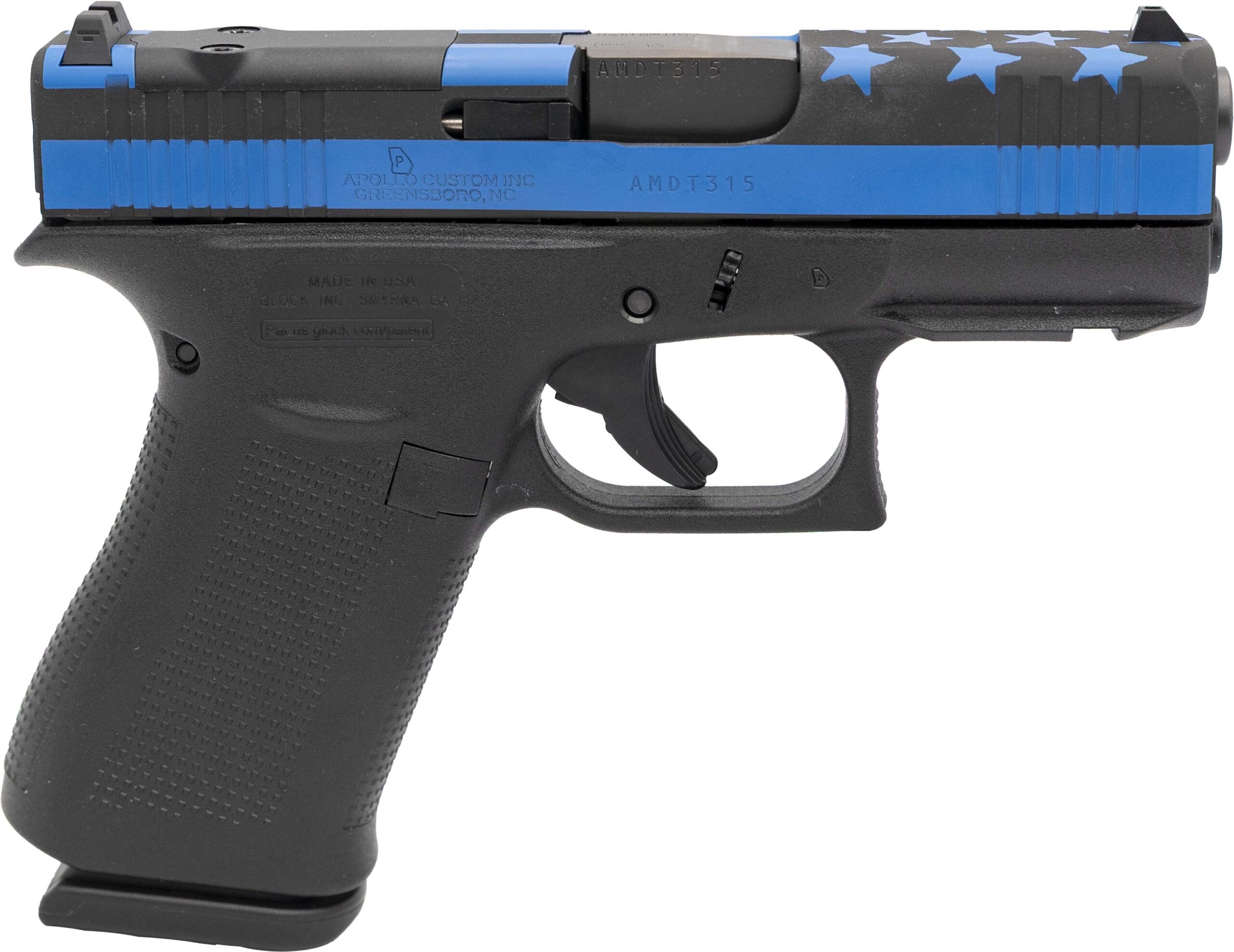 Black and blue custom semi-automatic handgun