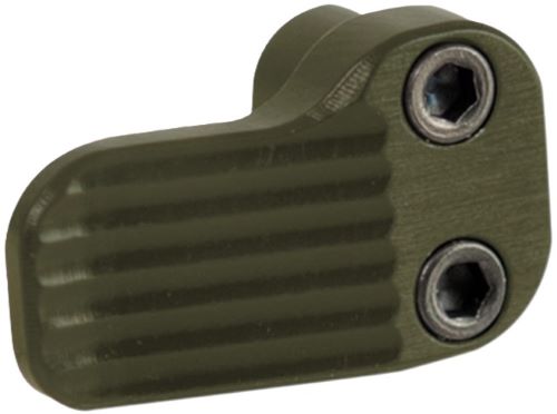 Green metal component with two hex screws