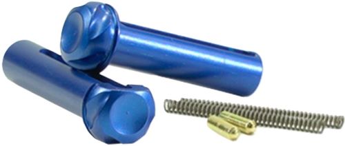 Blue metal handles with springs and brass inserts