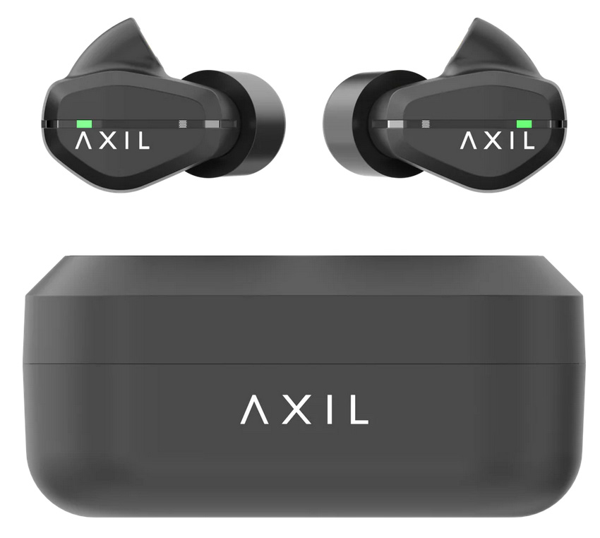AXIL black wireless earbuds with charging case