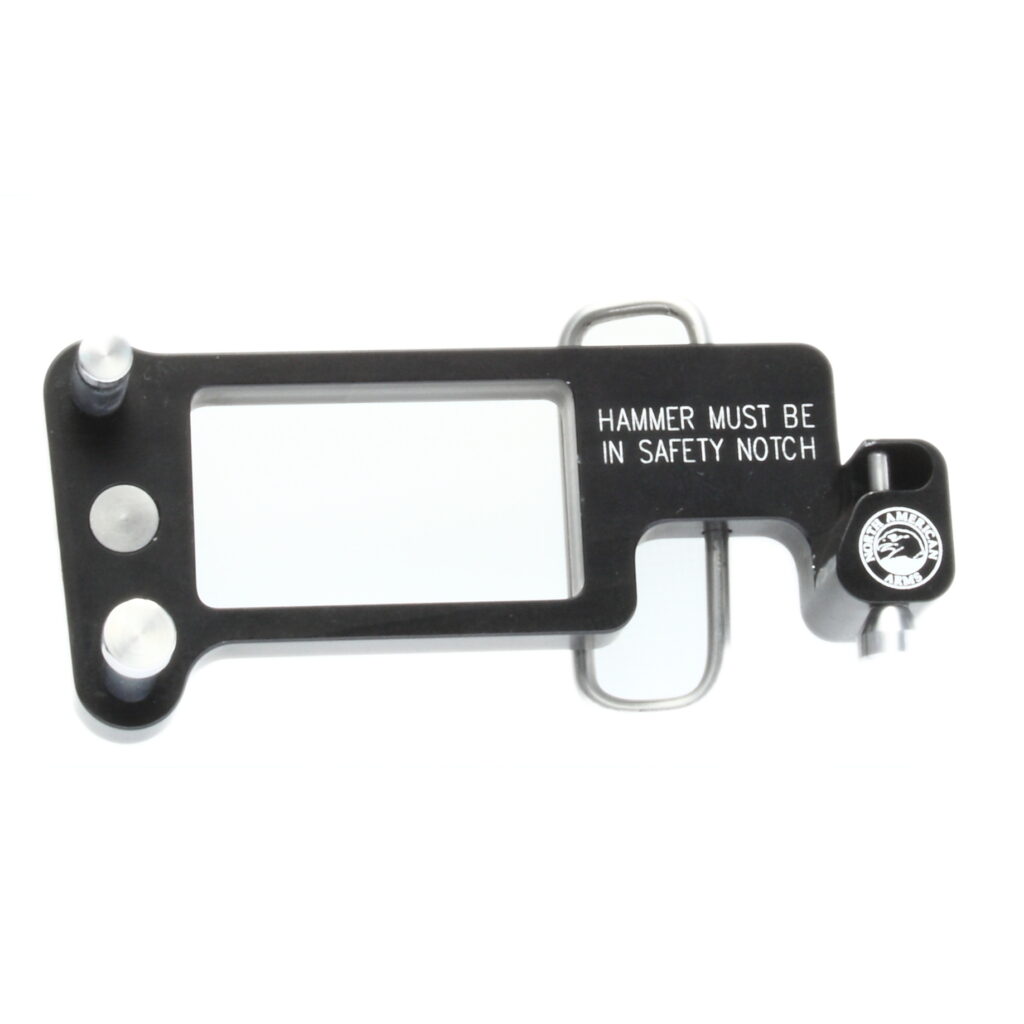 Black firearm safety tool with metal pins