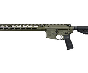 Olive green modern sporting rifle on white background