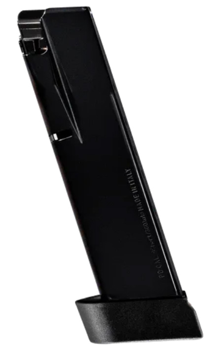 Black handgun magazine on white background