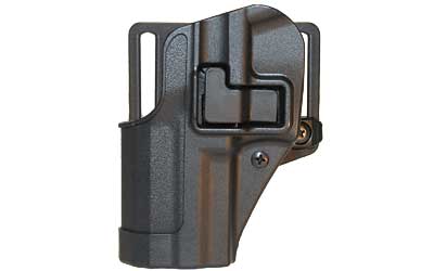 Black polymer handgun holster with belt clip