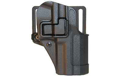 Black polymer handgun holster with belt clip