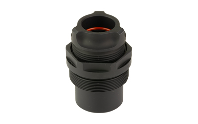 Black plastic cable gland with threaded body