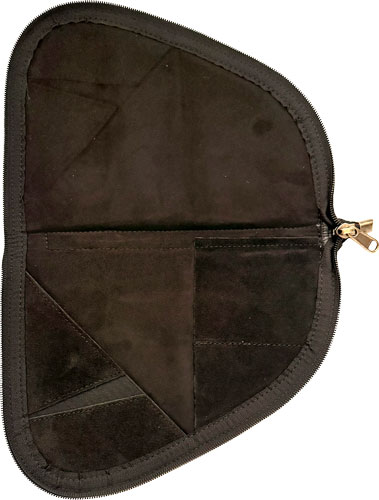 Heart-shaped dark leather zippered case interior