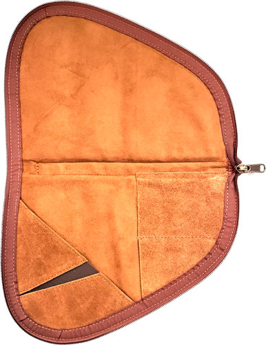 Open suede leather pouch with zipper