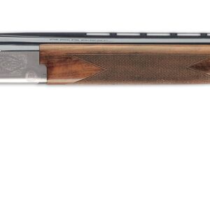 Side-by-side double barrel shotgun with wooden stock