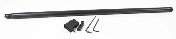 Long metal barrel with mounting block and hex keys