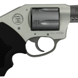 Compact silver revolver with black grip