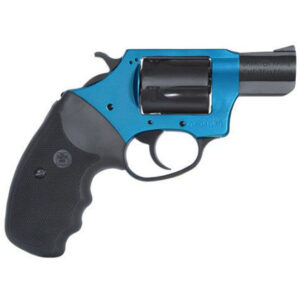 Blue and black snub-nose revolver handgun