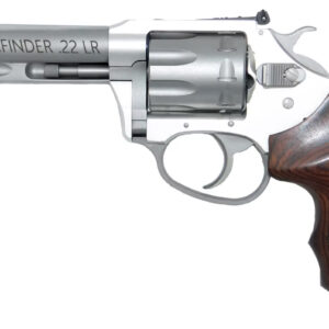 Silver .22 LR revolver with wooden grip