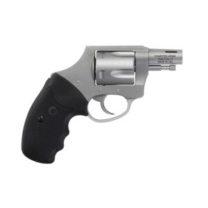 Small silver revolver with black grip