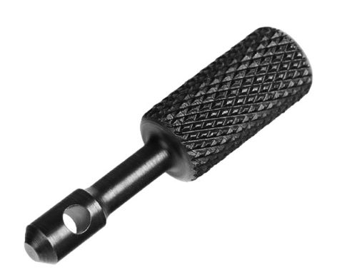 Metal quick-release pin with knurled grip handle