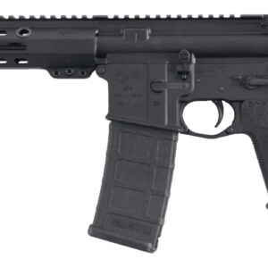 Black AR-style pistol with stabilizing brace