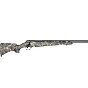 Camouflage bolt-action rifle with carbon fiber barrel