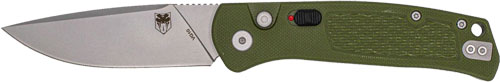 Green-handled folding pocket knife with silver blade