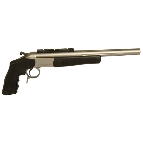 Long-barrel stainless steel hunting pistol with scope mount