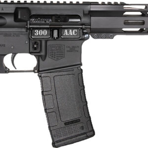 Black AR-style semi-automatic rifle on white background