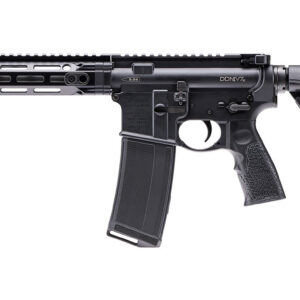 Black AR-style semi-automatic rifle on white background
