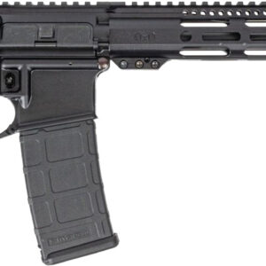 Black AR-15 style semi-automatic rifle