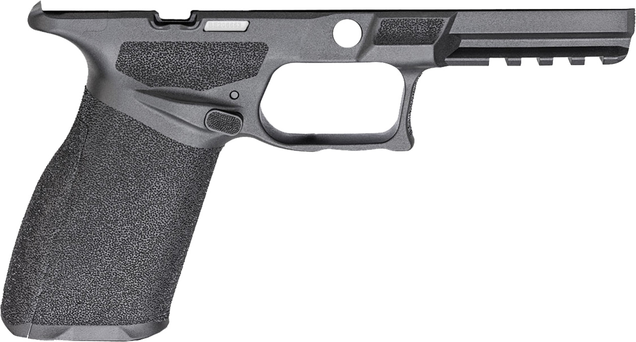 Black semi-automatic pistol frame without slide