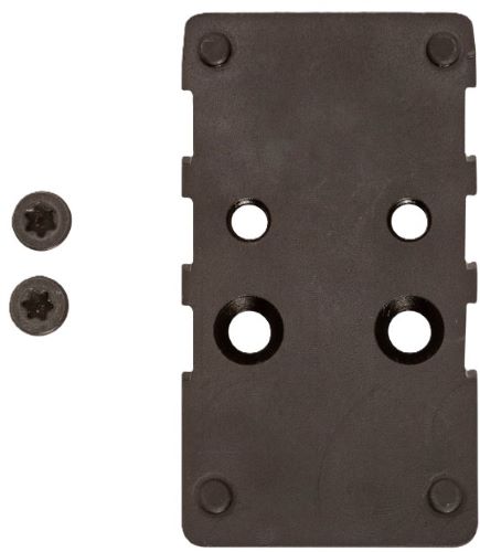 Black metal mounting plate with screws