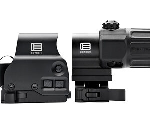 Black holographic sight and magnifier on white background