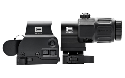 Black holographic sight and magnifier on white background