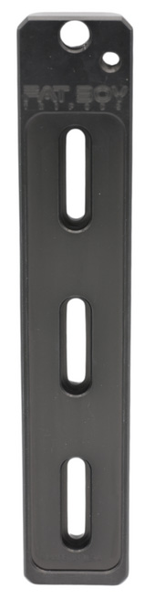 Black metal mounting bracket with slotted holes
