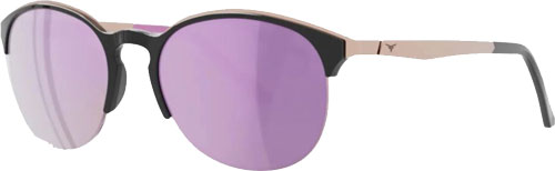 Black and beige sunglasses with purple lenses