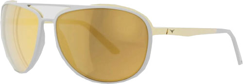 White aviator sunglasses with yellow tinted lenses