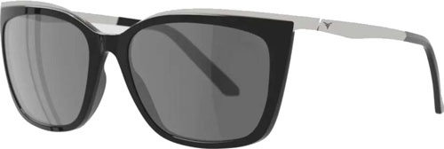 Black rectangular sunglasses with gray lenses