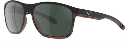 Brown tortoiseshell sunglasses with green lenses