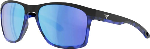 Blue mirrored sunglasses with black frame