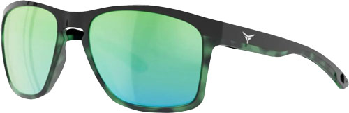 Green mirrored lens sunglasses with black frame