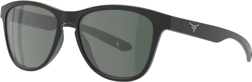 Black sunglasses with green tinted lenses