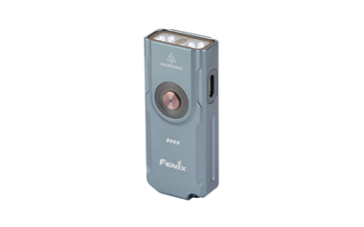 Compact gray Fenix handheld flashlight with USB-C port