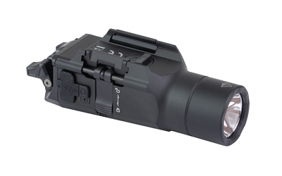 Compact black tactical weapon-mounted flashlight
