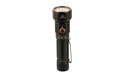 Black tactical flashlight with pocket clip