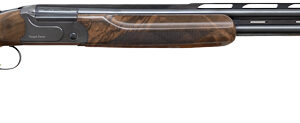 Over-under shotgun with wooden stock and barrels