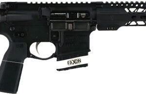 Black AR-15 style semi-automatic rifle