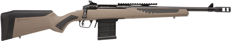 Tan and black bolt-action rifle on white background
