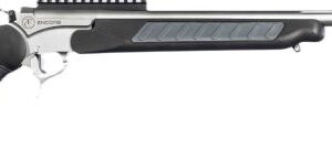 Black bolt-action rifle with scope rail
