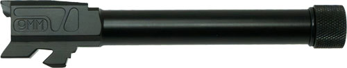Black threaded pistol barrel with knurled cap