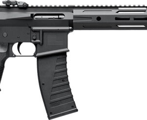 Black AR-style semi-automatic rifle on white background